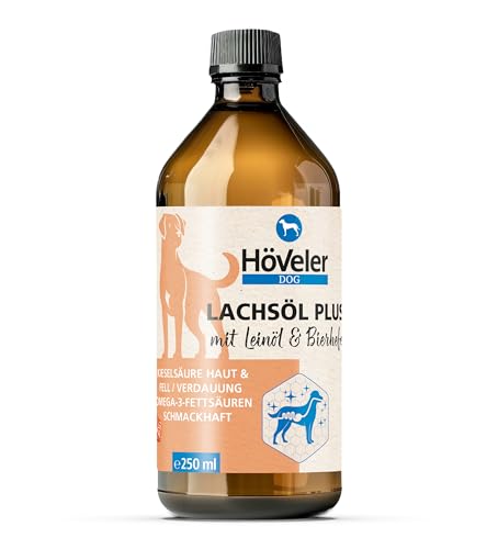 Höveler Dog LACHSÖL Plus 250 ml – Ergänzungsfuttermittel für Hunde – Fell und Haut – Verdauung - essenzielle Fettsäuren aus Lachs- und Leinöl von Höveler
