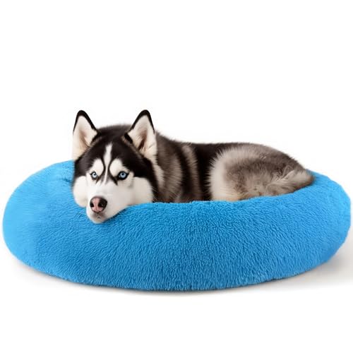 Extra großes Hundebett, 91,4 cm, für menschliche Hunde, Angstlinderung, Squishmallow-Komfortbett, unzerstörbar und kausicher, Haustierbetten (Hellblau) von Hoewina