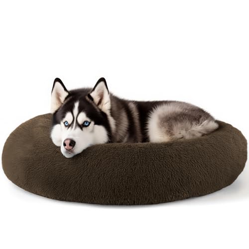 Extra großes Hundebett, 91,4 cm, für menschliche Hunde, Angstlinderung, Squishmallow-Komfortbett, unzerstörbar und kausicher, Haustierbetten (Kaffee) von Hoewina
