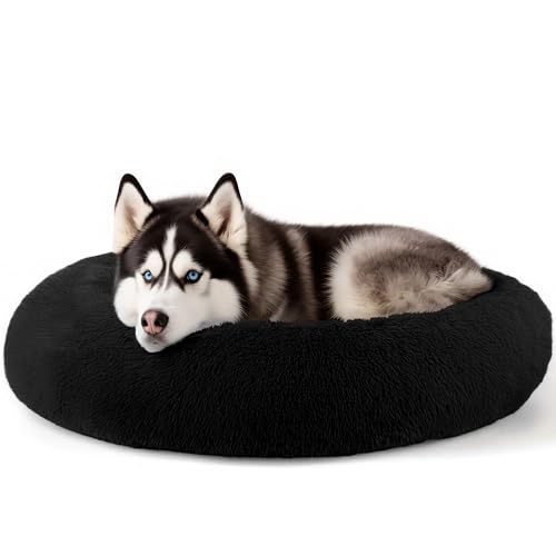 Extra großes Hundebett, 91,4 cm, für menschliche Hunde, Angstlinderung, Squishmallow-Komfortbett, unzerstörbar und kausicher, Haustierbetten (schwarz) von Hoewina