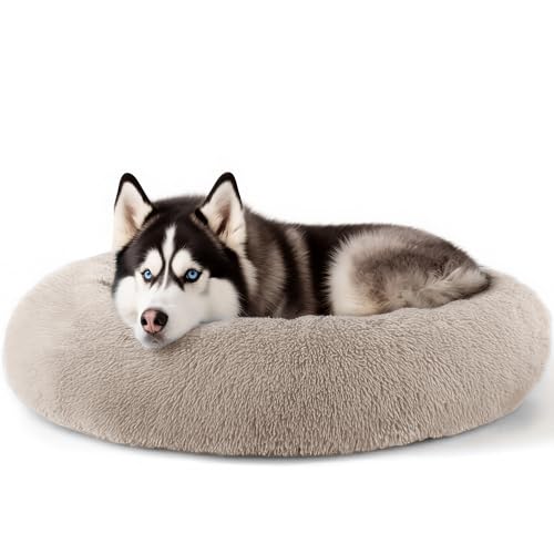 Extra großes Hundebett, 91,4 cm, für menschliche Hunde, gegen Angstzustände, Squishmallow-Komfortbett, unzerstörbar und kausicher, Haustierbetten (Braun) von Hoewina