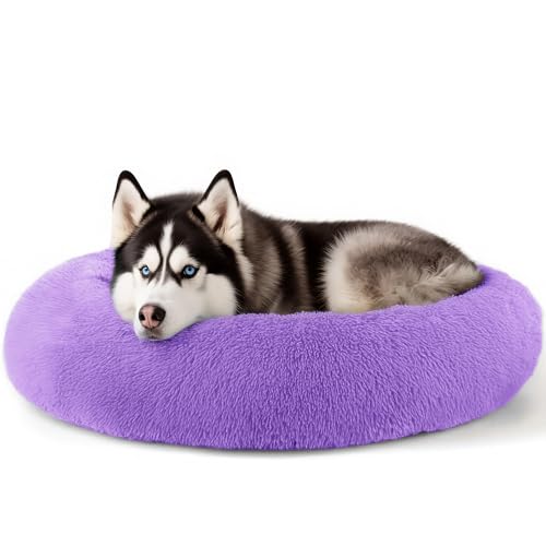 Extra großes Hundebett, 91,4 cm, für menschliche Hunde, gegen Angstzustände, Squishmallow-Komfortbett, unzerstörbar und kausicher, Haustierbetten (lila) von Hoewina