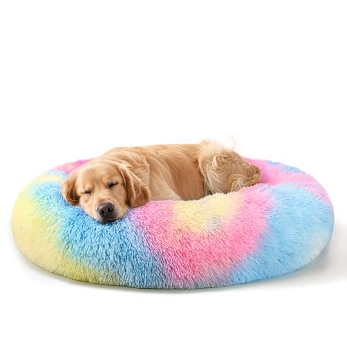 Hundebetten für große Hunde und Katzen, 81,3 cm, waschbar, unzerstörbar, extra großes Hundebett (Regenbogen) von Hoewina