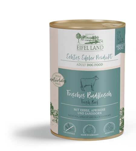 Hofgut Eifel Land Rind 6 x 400 | getreidefreies Hundefutter aus regionaler Herstellung | Hypoallergen | ohne künstliche Zutaten von Hofgut Eifel Land