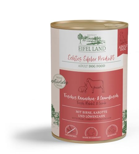 Hofgut Eifel Land Lamm & Kaninchen 6 x 400 | getreidefreies Hundefutter aus regionaler Herstellung | ohne künstliche Zutaten von Hofgut Eifel Land