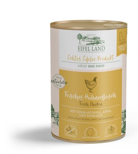 Hofgut Eifel Land Huhn 6 x 400 | getreidefreies Hundefutter aus regionaler Herstellung | Hypoallergen | ohne künstliche Zutaten von Hofgut Eifel Land