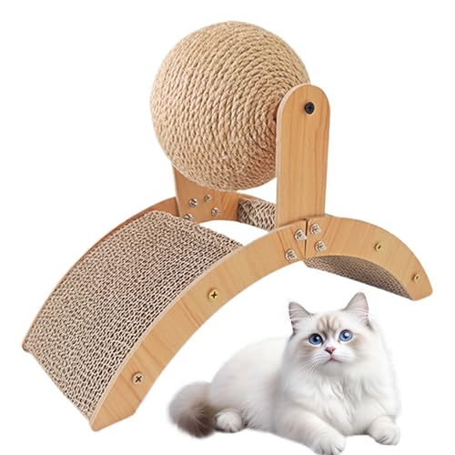 Hogvinnatil Cat Bratching Board, Cat Scratch | Felines Toy Krallenkratzer | Arch Bridge Ball Scratcher Sisal Holz Indoor Übung Möbel Schutz für Haustiere unterhalten von Hogvinnatil