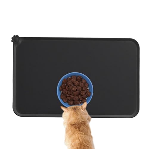 Hogvinnatil Haustierfütterungsmatte, Hundeschalenmatte | Hundekatzentier -Fütterungsmatte mit hohen Rändern | 18.9x11.8inches Nicht -Slip -Pad, kleines Tier Kätzchenpapierzubehör von Hogvinnatil
