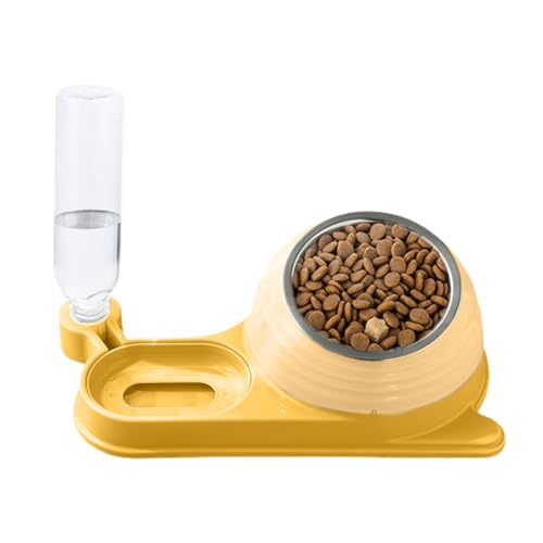 Hogvinnatil Haustiernahrung Wasserschale, Katzenschüssel mit Wasserspender | Kätzchen Food and Water Bowl Set | Schneckenform 16-Grad geneigte Futtermittelspender für Reisebürbchen Apartment Car Crate von Hogvinnatil