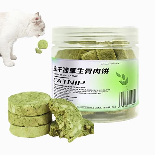 Hogvinnatil Katzengras -Snacks, Katzengrasbehörden, Essbares getrocknetes Kau -Spielzeug Food Snacks für Kätzchen, Gefriergetrocknete Katzenzähne putzen Grasbehälter für Haustierkätzchen jedes Alters von Hogvinnatil