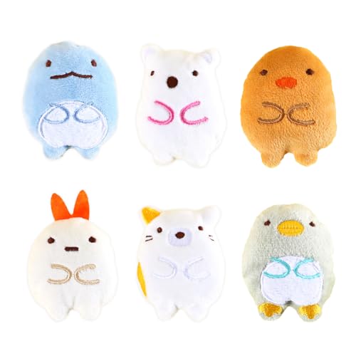 Hogvinnatil Katzenminenspielzeug für Katzen, Katzen Nip Toys,Set von 6 Plüschkatze Spielzeug - Eingebautes in quietschiger Bell, interaktive unterhaltsame Puppen für kleine mittelgroße und große von Hogvinnatil
