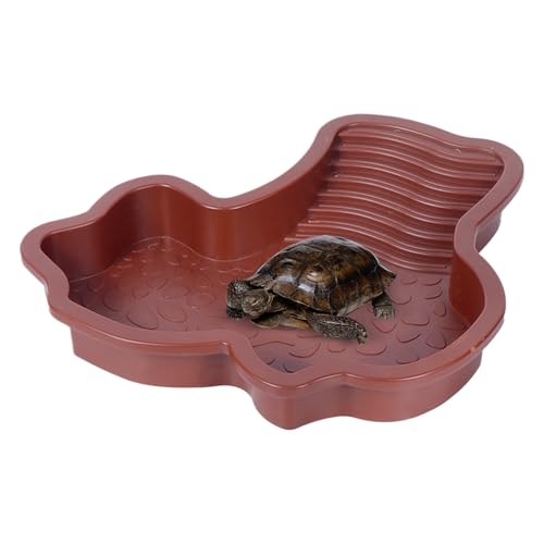 Hogvinnatil Reptilien Badebecken | Futterschale Und Wassernapf Für Reptilien Terrarium - Einweichschale mit Rampe, Terrarium Zubehör Sonnenplateau, Aquariumdekoration Futternapf für Amphibien von Hogvinnatil