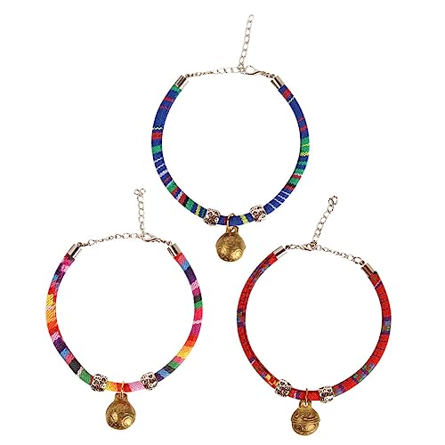 Hohopeti Ethnisches Katzenhalsband Mit Glöckchen Haustier-Halskette Baumwollseil Bequem Und Robust von Hohopeti