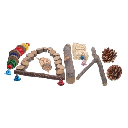 Hohopeti 1satz Papageien Spielzeug Set Aus Apfelholz Teiliges Kauspielzeug Für Vögel Farbiges Bird Perch Zubehör Für Käfige Für Wellensittiche Und Andere Papageien von Hohopeti