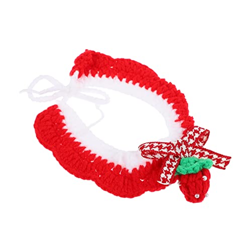 Hohopeti 1stk Gestricktes Katzenhalsband Weihnachtshundehalsband Haustierhalsband Pet Haustierschal Aus Wolle Blumendekor Hundeweihnachtskostüm Kätzchen Hals Krawatte Garn Hündchen von Hohopeti