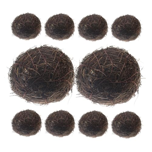 Hohopeti 10 Stück Künstliche Vogelnester aus Rattan Dekorative Nest Dekoration für Hochzeiten und Partys Leicht und Strapazierfähig für Bastelarbeiten und Outdoor Gestaltung von Hohopeti