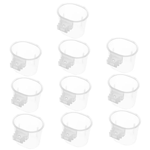 Hohopeti 10 Stück Teiliges Vogelfutter Wasserschalen Kunststoff Kleine Futterbehälter für Papageien und Wellensittiche Praktische Langlebige Futterspender zum Aufhängen im Käfig von Hohopeti