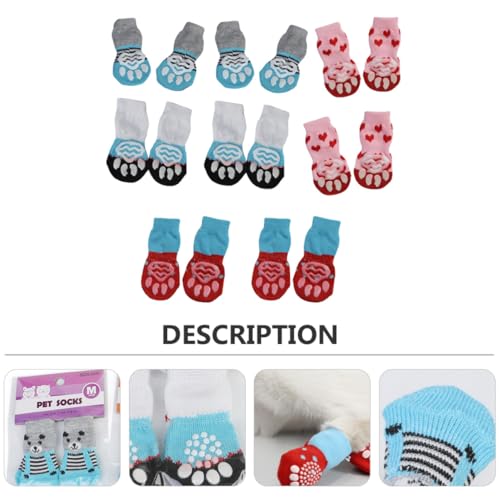 Hohopeti 16 Stück Teiliges Baumwoll haustiersocken mit Anti rutsch Sohle Warme Elastische Hundesocken für Kleine bis Mittlere Hunde und Katzen Schützt vor Kratzern und Schmutz im von Hohopeti
