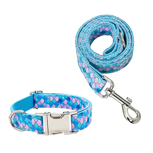 Hohopeti Haustierbedarf Hundegeschirr mit Meerjungfrauen-Muster Hundeleine Zugseil und bequemem Halsgurt Hundegeschirr-Set XS von Hohopeti