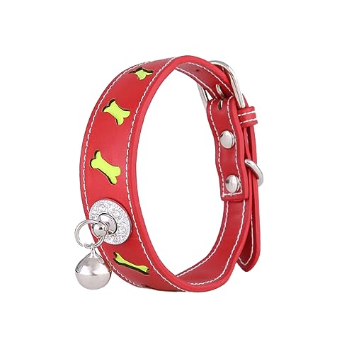 Hohopeti 1stück Verstellbarer Pu-Leder Hundehalsband Mit Reflektor Und Glocken- Kreatives Nackenband Für Katzen Und Hunde Rot Hohopeti 1stück Verstellbarer Pu-Leder Hundehalsband Mit Reflektor Und Glocken- Kreatives Nackenband Für Katzen Und Hunde Rot von Hohopeti