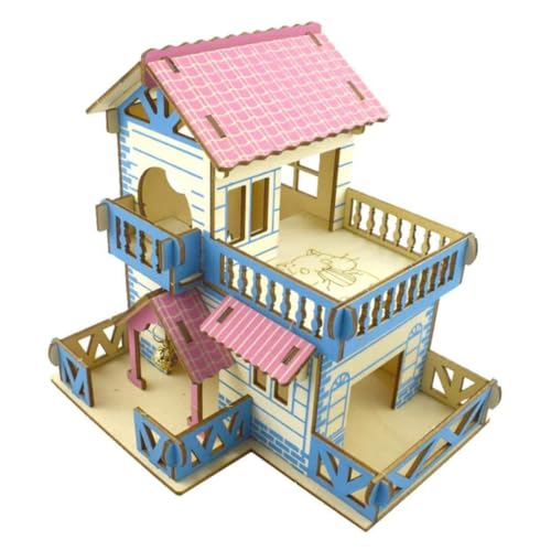 Hohopeti 2 Stücke Hamster Spielzeug Log Holz Freistehende Villa Haustier Treppe Klettern Rack Doppel-Schicht Hamster Villa von Hohopeti