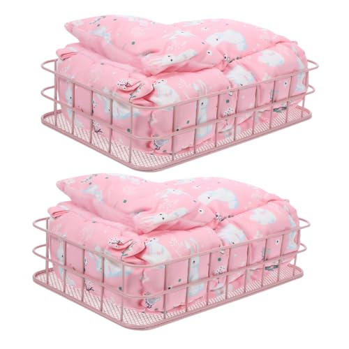Hohopeti 2 Sätze Kleintier Hängematten Winterbett für Hamster Ratten Chinchillas Weicher Kleiner Käfig Schlafplatz mit Metallrahmen Atmungsaktive Haustier Kuschelhängematte von Hohopeti