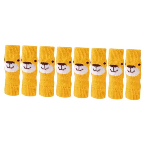 Hohopeti 2 Sätze Niedliche Hundebeinsocken mit Cartoon bär Motiv Schützende Gelenküberzüge für Welpen Hautfreundlich rutschfest Bequem für Haustiere bis Gelb von Hohopeti