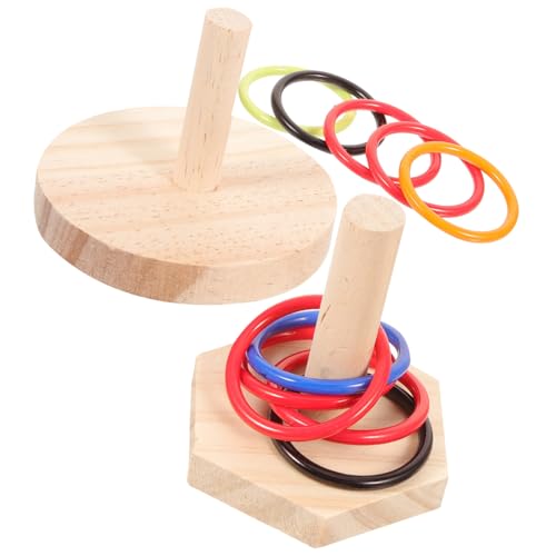 Hohopeti 2 Satz Teiliges Holz Ring Training für Wellensittiche und Sittiche Vogel Intelligenzspielzeug zur Koordinationsförderung Langlebig und Sicher für Käfige Zufällige Zufällige Farbe von Hohopeti