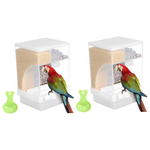 Hohopeti 2sätze Automatischer Vogelfutterspender Für Wellensittiche Transparenter Futterbehälter Mit Löffel Doppelten Kammern Und Einfacher Installation Für Vogelkäfige Und Boden von Hohopeti