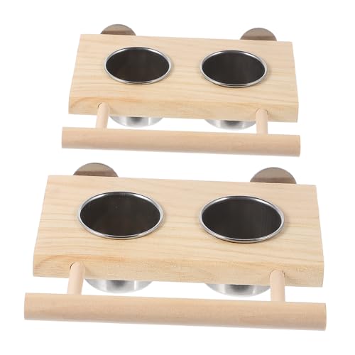 Hohopeti 2 Stück Edelstahl Futter Wassernäpfe für Papageien mit Holzständer Rostfrei Langlebig Einfach zu Reinigen für Vogelkäfige Geeignet Praktische Futterstation für Wellensittiche und Hohopeti 2 Stück Edelstahl Futter Wassernäpfe für Papageien mit Holzständer Rostfrei Langlebig Einfach zu Reinigen für Vogelkäfige Geeignet Praktische Futterstation für Wellensittiche und von Hohopeti