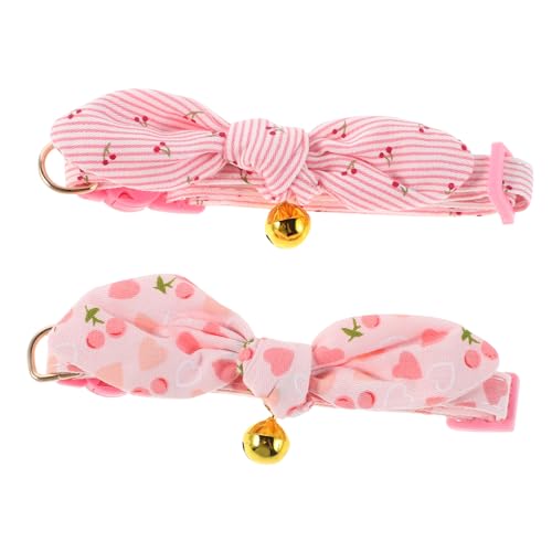 Hohopeti 2 Stück Haustierhalsband abbrechbare Kätzchenhalsbänder Kätzchen Bowtie Kragen Kätzchenhalsband abbrechbar Hundekettenkragen Baumwollkatze Glocke Katzenhalsband Baumwolle Polyester von Hohopeti