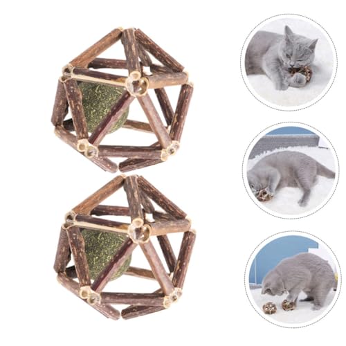 Hohopeti 2 Stück Katzenspielzeug mit Katzenminze Mittlere Kau bälle für Indoor Molare Zahnpflege Stresslinderndes Sicheres Material zur Zahnreinigung und Spielspaß für Katzen von Hohopeti