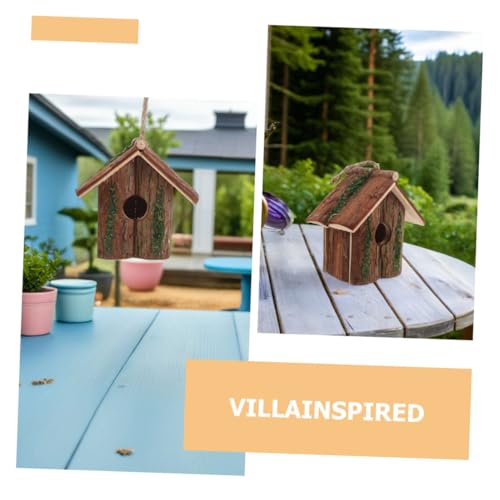 Hohopeti 2 Stück Robustes Hängende Vogelhäuser aus Naturholz Wetterfeste Villen-Design Nistkästen für Kolibris Wetterfeste Outdoor-brutstätte für Garten Balkon Park Langlebiger Schutz für von Hohopeti