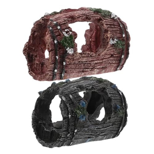 Hohopeti 2 Stück Teiliges Aquarium Höhlen-dekor aus Harz Realistisches Gebrochenes Robustes Versteck für Kleine Garnelen Pflegeleichtes Fischbecken Ornament für Natürliche von Hohopeti