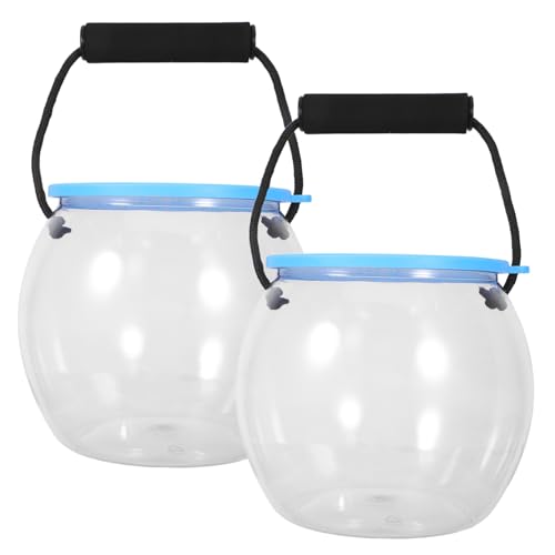 Hohopeti 2 Stück Tragbarer Outdoor Fischbehälter mit Deckel und Griff Transparenter Kleiner Aquarium-Eimer für Strandausflug Sicheres Fangen und Transportieren von Fischen Leicht und von Hohopeti