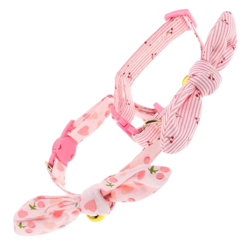Hohopeti 2 Stück Verstellbares Katzenhalsband mit Glocke Baumwoll-kätzchenhalsband mit Abnehmbarer Schleife Leichtes Komfortables für Kleine und Welpen Alltags Outdoor-Einsatz von Hohopeti