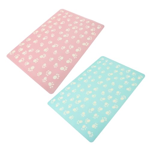 Hohopeti 2 Stück rutschfeste wasserdichte Pet Dish Pad Napfunterlage für Katzen und Hunde Langlebige Futtermatte mit Schutz vor Verschmutzungen und Kratzern für Futter und Zufällige Farbe von Hohopeti