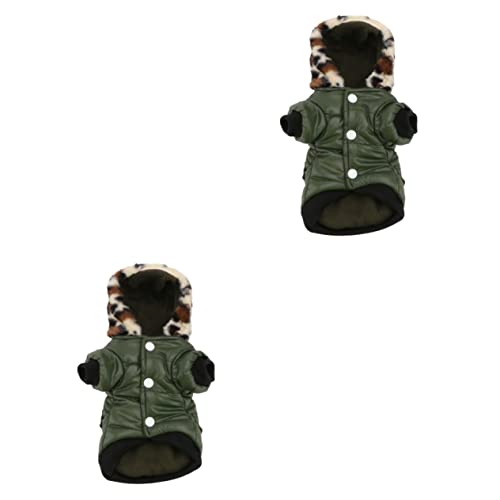 Hohopeti 2 Stücke Hund Mantel Kapuze Warme Welpen Hoodie Größe S Armee Grün Stilvolle Bekleidung von Hohopeti