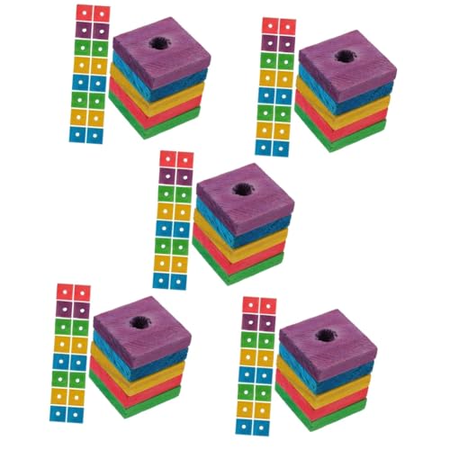Hohopeti 5 Sets Kauspielzeug Für Papageien Vogelbeißspielzeug Leuchtende Farben Holzspielzeug Für Papageien Aras Spielzeug Zum Zähneknirschen Funktionen 50 Stück * 5 von Hohopeti
