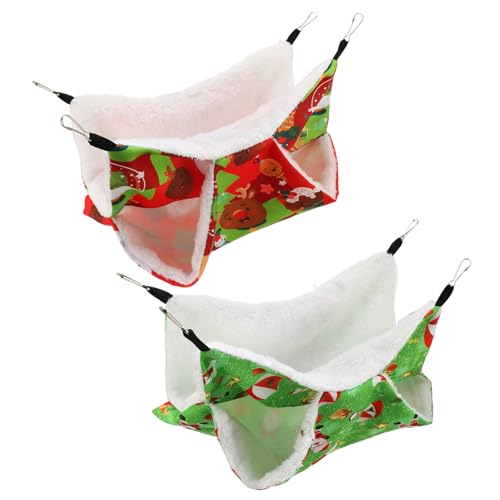 Hohopeti 2pcs Gemütliche Hamster Hängematte Nest Haustier Käfig Bett Weihnachten Warme Fleece Hamster Hause Für Ratten Meerschweinchen von Hohopeti