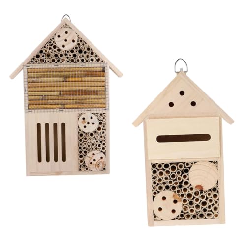 Hohopeti 2Stücke Holz Insektenhotel Dekoratives Bienenhaus für Garten Kreatives Insektenhaus zur Beobachtung von Käfern und Schmetterlingen Maße Hohopeti 2Stücke Holz Insektenhotel Dekoratives Bienenhaus für Garten Kreatives Insektenhaus zur Beobachtung von Käfern und Schmetterlingen Maße von Hohopeti