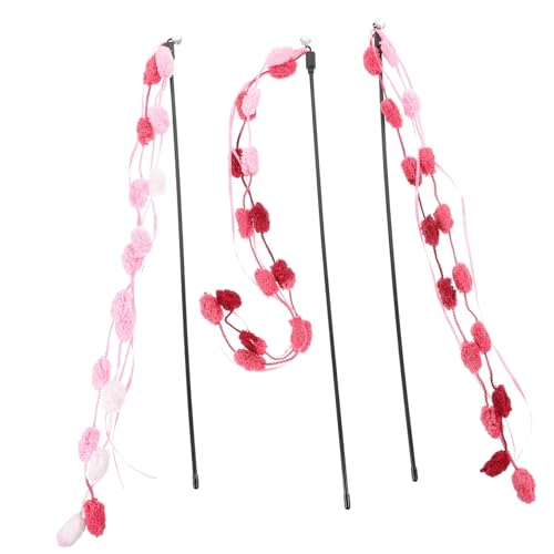 Hohopeti 3 Stück Interaktives Katzenspielzeug Bunte Teaser Wands für Indoor Katzen Kätzchen zur Bewegung und Beschäftigung Leichte Handliche Katzenangel für Aktives von Hohopeti