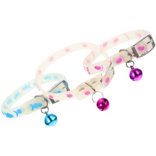 Hohopeti 3 Stück Leuchtendes Haustierhalsband aus flexiblem Material Verstellbares Welpen Hundehalsband mit dekorativem Design Geeignet für Katzen und kleine Hunde für Zufällige Farbe von Hohopeti