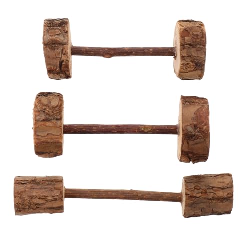 Hohopeti 3 Stück Teiliges Katzenspielzeug Holz Dumbbell mit Katzenminze Interaktives Kauspielzeug zur Zahnreinigung und Stressabbau für Kätzchen und Katzen Verschiedener Rassen von Hohopeti