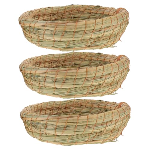 Hohopeti 3 Stück Teiliges Kleintier Nest aus Natürlichem Handgewebtem Gras Kleines Hamsterbett mit Robustem Ungiftigem Material als Schlafmatte und Versteck für Hamster Kaninchen und Hohopeti 3 Stück Teiliges Kleintier Nest aus Natürlichem Handgewebtem Gras Kleines Hamsterbett mit Robustem Ungiftigem Material als Schlafmatte und Versteck für Hamster Kaninchen und von Hohopeti