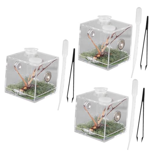 Hohopeti 3 Stücke Box Acryl Reptil Terrarium Box Mit Tool Kit Spinne Zucht Käfig Pet Fall Belüfteten Spinne Lebensraum von Hohopeti