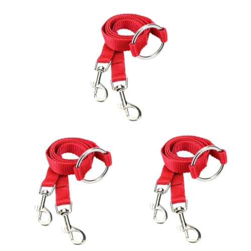 Hohopeti 3St Hundeleine für Haustiere Doppelleine für Hunde Gassi-Zubehör für Hunde Haustiertraining Kabel zum Transport von Haustieren Kabel zum Schleppen von Hunden rot von Hohopeti