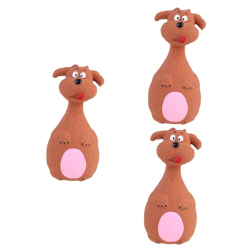 Hohopeti 3stücke Kauspielzeug Für Hunde Aus Latex Cartoon-Design Quietschspielzeug Für Haustiere Braun Zur Zahnpflege Vermeidung Von Zerstörungsverhalten von Hohopeti
