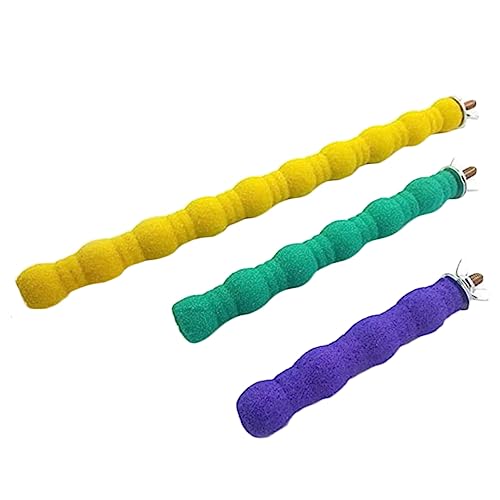Hohopeti 3stücke Vogelspielzeug Bunte Sitzstangen Für Papageien Und Krallenpflege Und Spielplatz Für Kleine Vögel Stabil Und Einfach Zu Reinigen Zufällige Farben von Hohopeti
