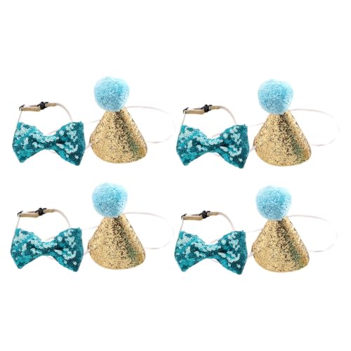 Hohopeti 4 Satz Haustierdekoration Set Nackenzubehör für Haustiere Welpenpartyzubehör Accessoires zum Verkleiden von Hunden Hund Krawatte Tierkostümzubehör Katzenkragen Plastik Pailletten von Hohopeti